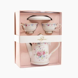 Set de té, 5 piezas Colección Rosa Bouquet con caja de regalo
