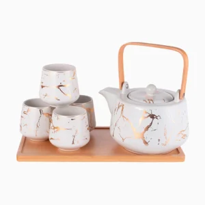 Set De Té Marble White Bamboo